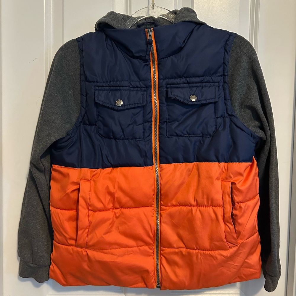 Kids Orange and Blue Hooded Jacket